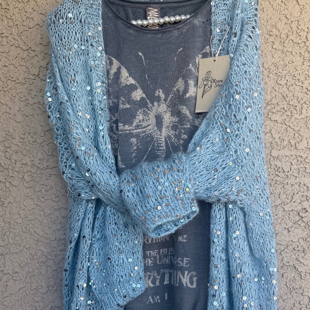 Premium Kidmohair cardigan with sequins, Brunello Cucinelli style